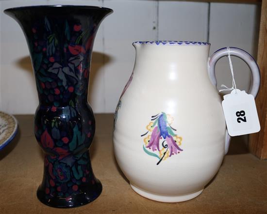 Wilton ware vase, Carter Stabler & Adams jug and pair opaline glass vases(-)